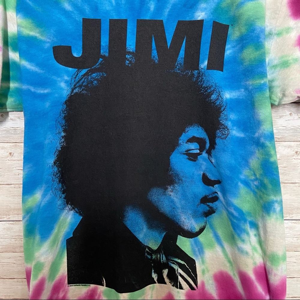 NWOT Jimi Hendrix Tie Dye Graphic Band T-Shirt Blue Pink Boho Festival Size S - Picture 3 of 8